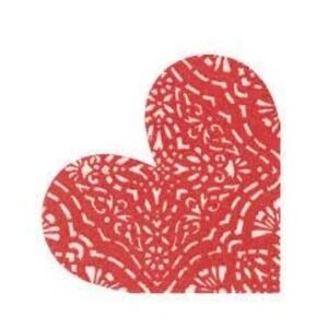 Caspari Annika Heart Red Paper Linen Luncheon Napkins 15 Per Package Valentine's